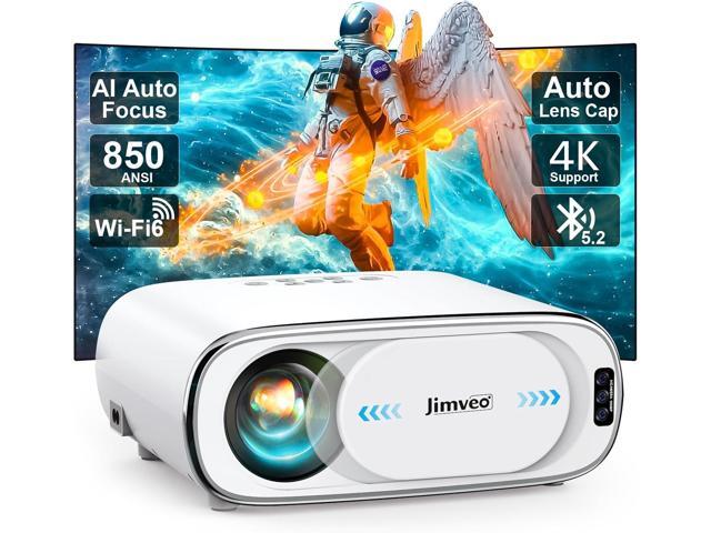 [AI Auto Focus+Auto Lens Cap]Outdoor-Projector 4K with WiFi 6and Bluetooth:Upgrade 1100 ANSI Native 1080P Jimveo Portable Projector, Auto 6D...