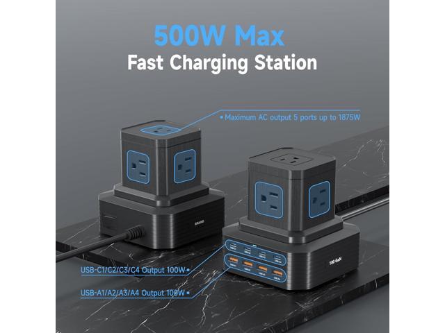 100W USB C Charging Station 13-in-1 Surge Protector Power Strip with 4 PD USB-C & 4 USB-A Ports, Adapt to MacBook Pro/Air, iPhone 15/14, iPad, and...