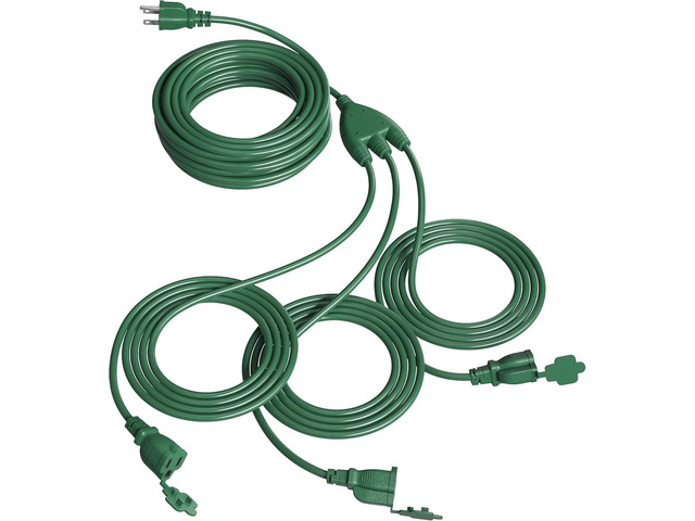 SURAIELEC Outdoor Extension Cord with Multiple Outlets, (34+6+6+6) 52FT Total, 40FT End to End, 1-3 Outlet Cord Splitter, 16/3C SJTW, for...