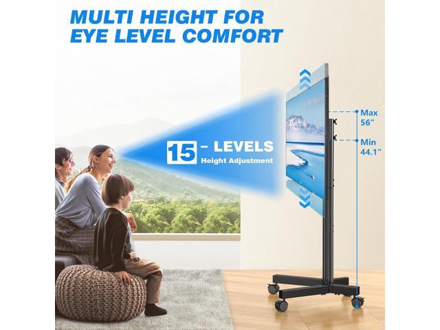Rfiver Rolling TV Stand for 32-70 Inch TVs, Mobile TV Stand with Upgraded Wheels up to 88lbs, Height Adjustable Mobile TV Cart on Wheel, Portable...