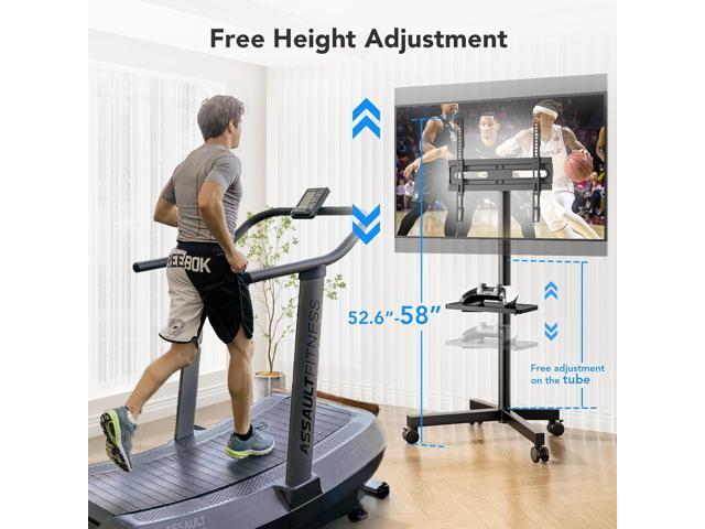 AX WABER Mobile TV Stand for 23-60 Inch LCD LED Flat/Curved Panel Screen TVs, Rolling TV Cart Holds up to 88Lbs Portable Stand with Shelf Rolling...