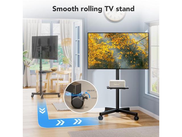 AX WABER Mobile TV Stand for 23-60 Inch LCD LED Flat/Curved Panel Screen TVs, Rolling TV Cart Holds up to 88Lbs Portable Stand with Shelf Rolling...