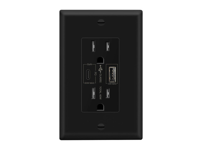 LIDER USB-C Constant PD 65W Wall Outlet, Duplex Tamper-Resistant Receptacle with USB Type-C & Type-A, Power Delivery, GaN Technology,...