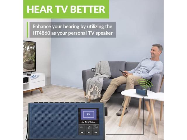 Avantree Wireless Portable TV Speaker & FM Radio 2-in-1, with Low Latency Bluetooth TV Transmitter, Ideal for Seniors, Hard of Hearing - Audikast 4860