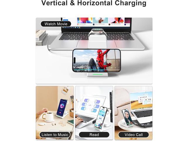 Wireless Charging Station for iPhone - 3 in 1 Charger Stand for iPhone 16 15 14 13 12 11 Pro Max Plus,Charging Dock for Apple Watch...