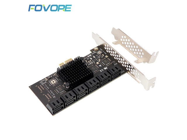 PCI Express x1 to 12 Ports SATA 3 III 3.0 6Gb SSD Controller SATA3 PCIe PCI-e Converter Expansion Adapter Card Add On Cards Color: Black