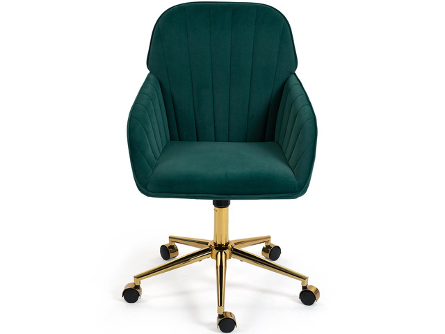 VANBOW Velvet Home Office Chair with Gold Base and Wheels, Modern Makeup Vanity Chair, Height Adjustable Swivel Desk Chair for Living Room Bedroom...