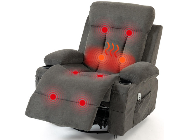 VANBOW Rocker Recliner Chair with Vibration Massage and Heat, 360° Swivel Rocking Chair for Adults, Ergonomic Lounge Chair with Rocking Function...