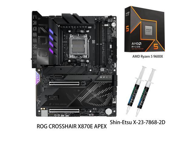 ASUS ROG CROSSHAIR X870E APEX Motherboard & AMD Ryzen 5 9600X CPU Combo, AMD AM5 ATX motherboard, 18+2+2 stages, DDR5, ROG Memory Fan, ROG DIMM.2.