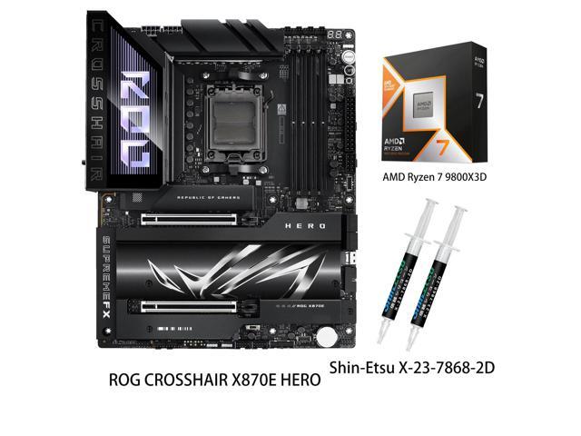 ASUS ROG CROSSHAIR X870E HERO Motherboard & AMD Ryzen 7 9800X3D CPU Combo, AMD AM5 ATX motherboard, Advanced AI PC ready, 18+2+2 power stages,.