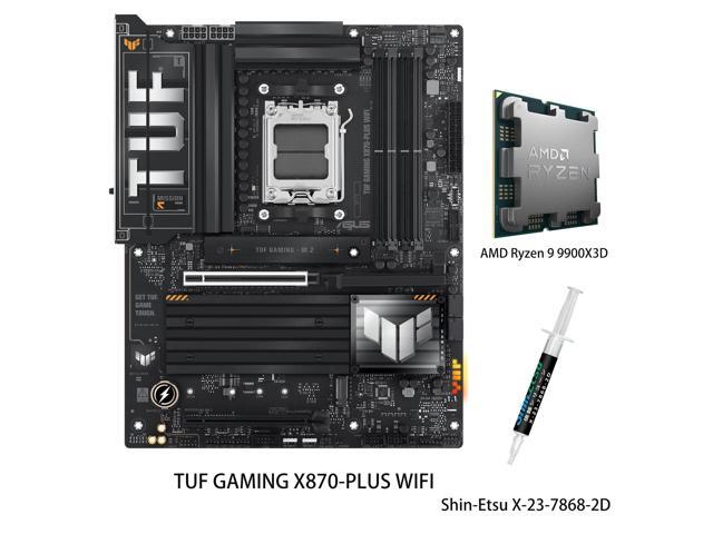 ASUS TUF GAMING X870-PLUS WIFI AM5 ATX Motherboard & AMD Ryzen 9 9900X3D CPU Combo , 16+2+1, 80A SPS power, DDR5, PCIe 5.0 Ready, four M.2 slots,.