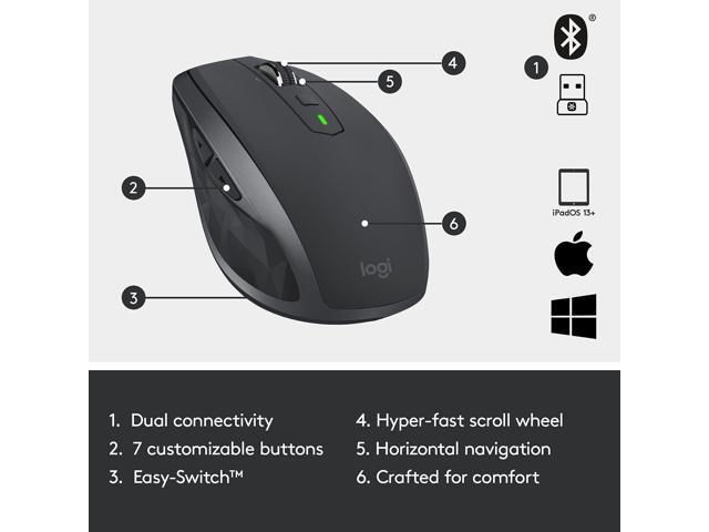 logitech - MX Anywhere 2S Wireless Laser Mouse - Black 910-005748 NEW