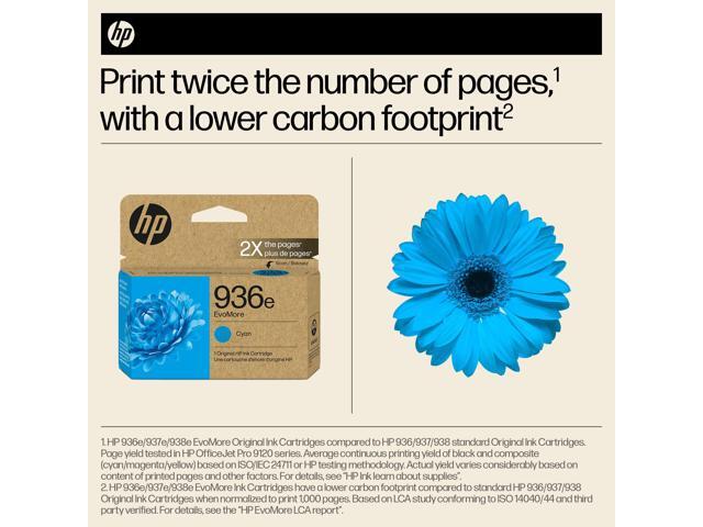 HP 936e EvoMore Cyan Original Ink Cartridge, 1,650 pages, 4S6V3LN