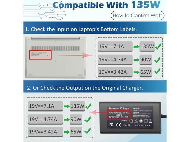 135W Laptop Charger Compatible with Acer Nitro 5 Gaming Laptop AN515-57 AN515-56 AN515-55 AN515-54 AN515-53 AN515-52 AN515-51 AN515-50 AN515-44...
