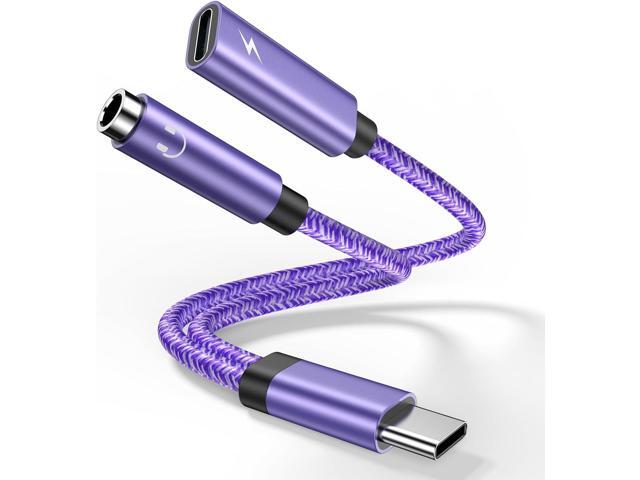 USB C to 3.5mm Audio Headphone & Android Phone Charger Adapter, 2-in-1 Type C to Aux Earphone Jack Dongle Cable & 60W Fast Charging for Samsung...