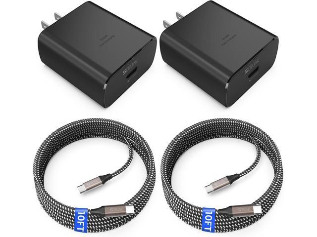 45W USB-C Charger, 2-Pack 45 Watt Super Fast Charger Type C Wall Charging Block with 2X 10FT Type C Cable for Samsung Galaxy S25 Ultra/S25/S25+/S24...