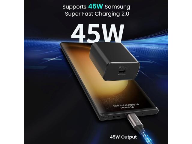 45W USB-C Charger, 2-Pack 45 Watt Super Fast Charger Type C Wall Charging Block with 2X 10FT Type C Cable for Samsung Galaxy S25 Ultra/S25/S25+/S24...