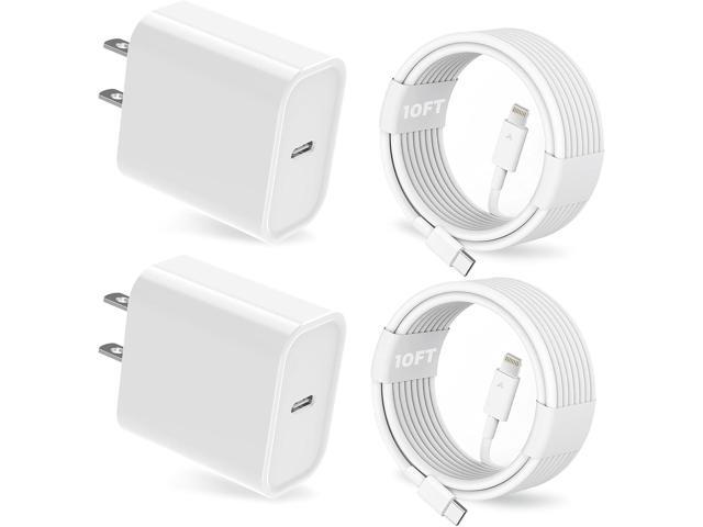 25W iPhone Charger, 2 Pack 25W PD USB C Wall Fast Charger Adapter with 2 Pack 10FT Long Type C to Lightning Cable Compatible with iPhone 14 13 12...