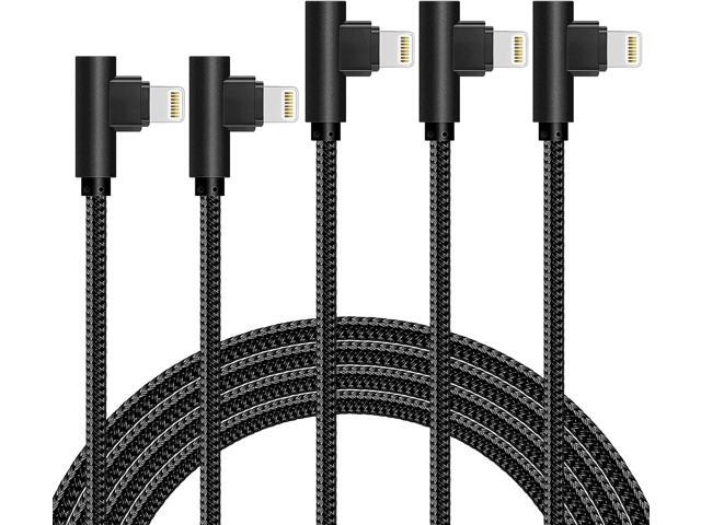 iPhone Cable 5 Pack(3/3/6/6/10FT) MFI Certified Cable Lightning Fast Charger Nylon Braided Data Cord 90 Degree Elbow for Game Video Compatible with...