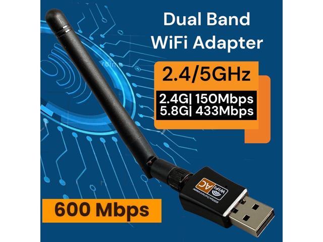 AC600 Mbps Dual Band Internet USB WiFi Adapter for desktop PC 2.4/5GHz, Desktop-Laptop wifi adapter Wireless Receiver Network Dongle with Antenna,...