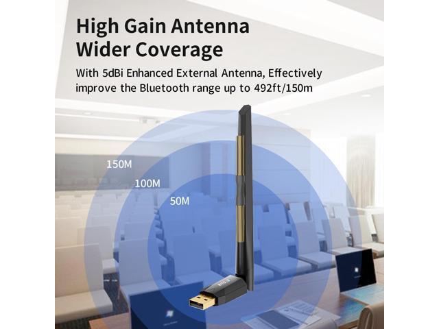 Long Range Bluetooth 5.3 USB Adapter for PC, 492FT, Plug and Play Wireless Transmitter Dongle for Windows 11/10/8.1/7, Pair W/Bluetooth Headset...