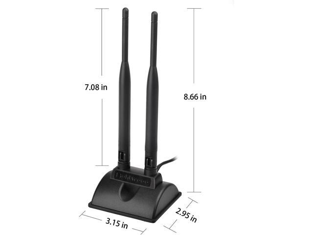 Eightwood 2.4GHz 5GHz Dual Band WiFi Antenna RP-SMA Male Connector with SMA Male to RP-SMA Female Adapter (2-Pack) for PCI-E WiFi Network Card USB...