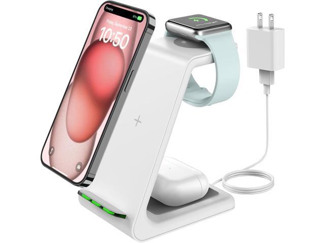 Wireless Charging Stand, GEEKERA 3 in 1 Wireless Charger Dock Station for iPhone 15 14 13 12 11 Pro Max Plus XR XS 8 Plus, Apple Watch...
