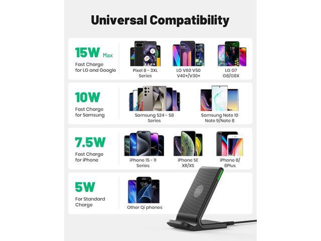INIU Wireless Charger, 15W Fast Qi-Certified Wireless Charging Station with Sleep-Friendly Adaptive Light Compatible with iPhone 15 14 13 12 Pro XS...