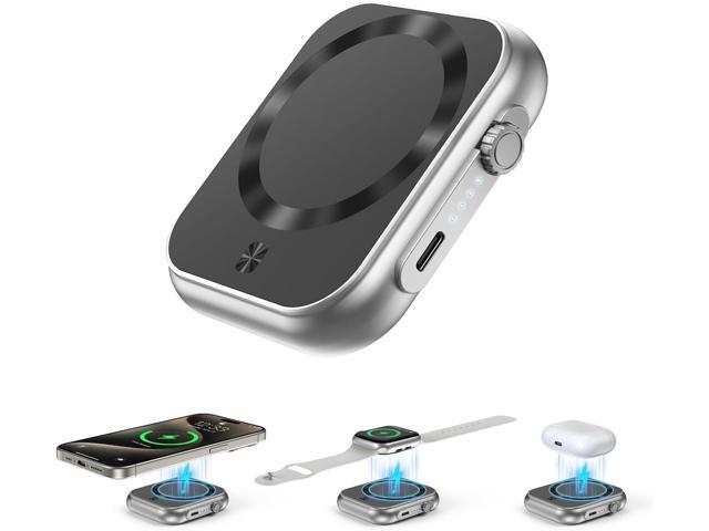 Wireless Portable Charger,3-in-1 Magnetic Power Bank 5000mAh,22.5W Fast Charging USB-C Mag-Safe Battery Pack,Compatible with iPhone...