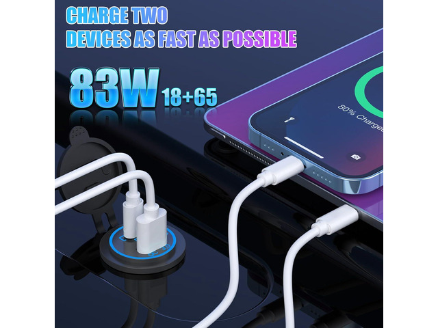 Boostable 12V USB C Outlet 65W PD3.0 Port and 18W Quick Charge 3.0 Car USB Charger Socket for Laptops Tablets Phones, Waterproof 12V/24V Socket...
