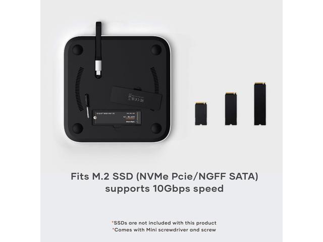 Satechi Mac Mini Hub & Stand with SSD Enclosure for NVME/SATA M.2, Mac Mini Dock with USB C 10Gbps, 3 USB A 5/10Gbps, 2.0 Audio Jack, for Mac Mini...