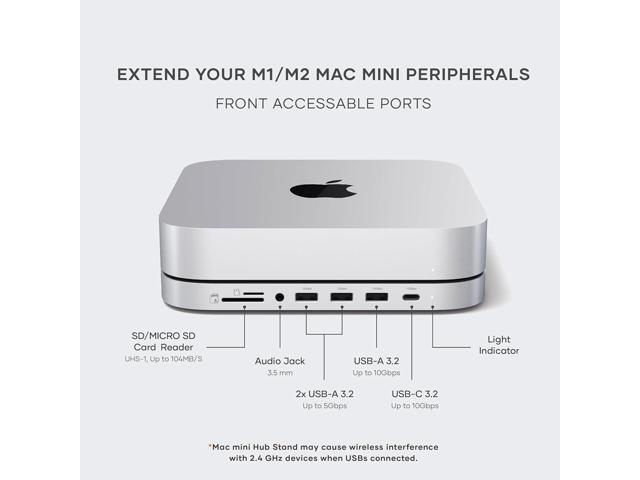 Satechi Mac Mini Hub & Stand with SSD Enclosure for NVME/SATA M.2, Mac Mini Dock with USB C 10Gbps, 3 USB A 5/10Gbps, 2.0 Audio Jack, for Mac Mini...