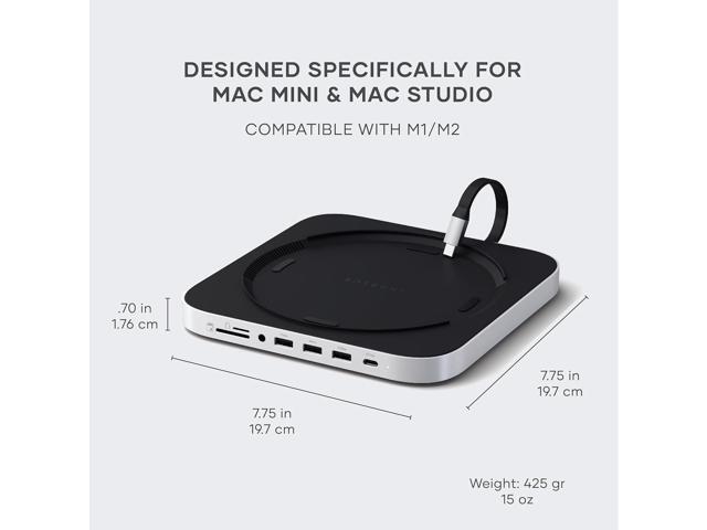 Satechi Mac Mini Hub & Stand with SSD Enclosure for NVME/SATA M.2, Mac Mini Dock with USB C 10Gbps, 3 USB A 5/10Gbps, 2.0 Audio Jack, for Mac Mini...