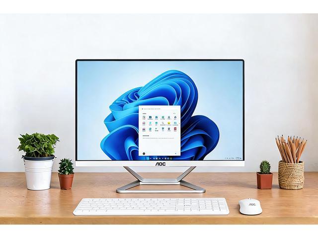 AOC All-in-One Business Desktop 23.8' FHD Display AMD R5 3500U Processor up to 3.7GHz 16GB RAM 512 GB SSD Windows 11 Wi-Fi Keyboard & Mouse Dual.