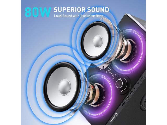 Bluetooth Speakers, 80W(Peak) Wireless TWS Portable Bluetooth Speaker, Beat-Driven Lights, 100dB Loud Stereo Speaker with BassUp, Speakers with...