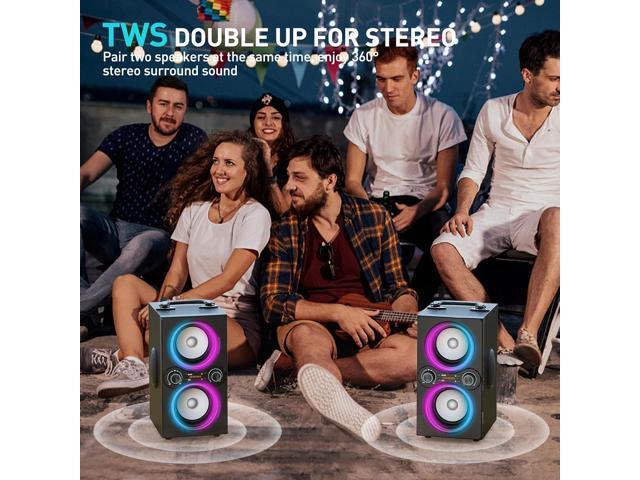 Bluetooth Speakers, 80W(Peak) Wireless TWS Portable Bluetooth Speaker, Beat-Driven Lights, 100dB Loud Stereo Speaker with BassUp, Speakers with...