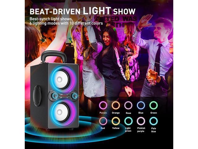 Bluetooth Speakers, 80W(Peak) Wireless TWS Portable Bluetooth Speaker, Beat-Driven Lights, 100dB Loud Stereo Speaker with BassUp, Speakers with...