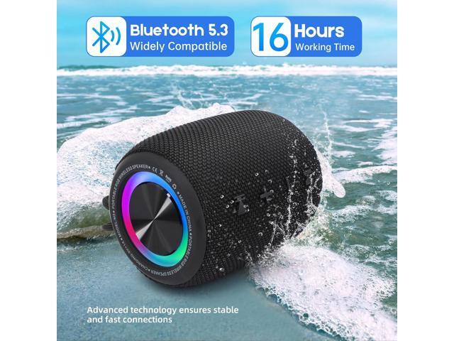 Portable Bluetooth Speaker, BT5.3 Wireless Speaker 20W Bass Diaphragms with Multi LED Light Dynamic Modes, IPX6 Waterproof 16H Playtime supports FM...