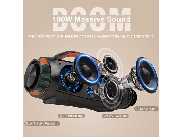 DOSS Extreme Boom Pro Bluetooth Speaker with 100W Stereo Sound, Rich Bass, IPX6 Waterproof, 20H Playtime, Power Bank, Mixed Color Light, Portable...
