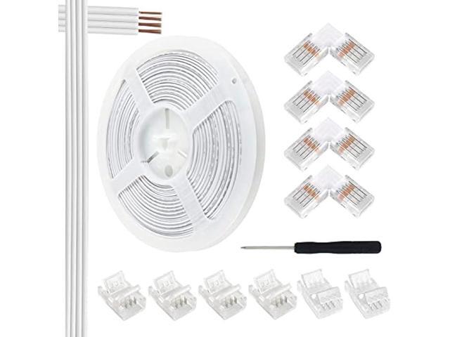 VIPMOON 32.8ft 4 Pin RGB Extension Cable Wire Cord and 10Pcs 4 Pin LED Light Strip Connectors Strip to Wire Quick Connection for 10mm Wide...