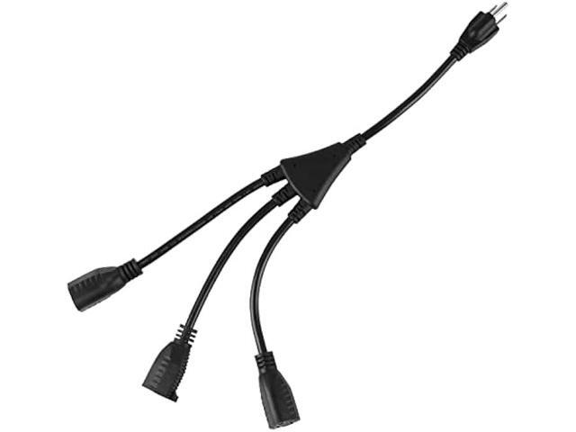 1 to 3 Power Cord Splitter Cable, 1.5FT Indoor 3 Prong Power Strip for Halloween Lights, Christmas Decorations, Computer, Scanner, Transformer, and...