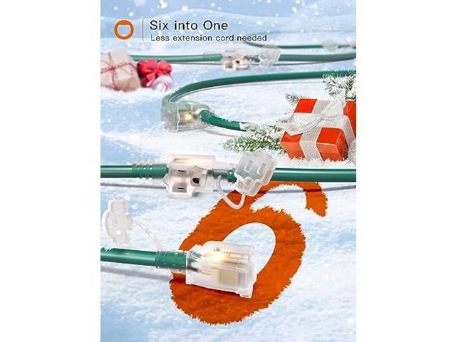 addlon 50FT Outdoor Extension Cord with Mutil Outlets Evenly Spaced 6 Outlets 16/3 SJTW Weatherproof Power Cable for Indoor Outdoor Christmas...