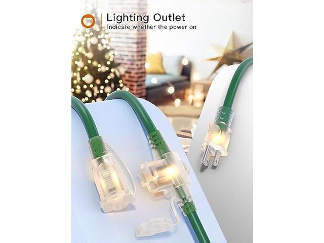 addlon 50FT Outdoor Extension Cord with Mutil Outlets Evenly Spaced 6 Outlets 16/3 SJTW Weatherproof Power Cable for Indoor Outdoor Christmas...