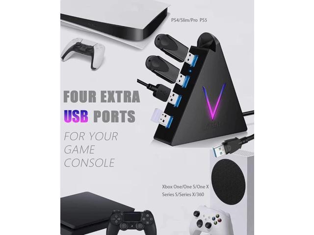 4-Port USB 3.0 Hub, FlyingVHUB Vertical Data USB Hub with 2 ft Extended Cable, for Mac, PC, Xbox One, PS4, PS5, iMac, Surface Pro, XPS, Laptop,...