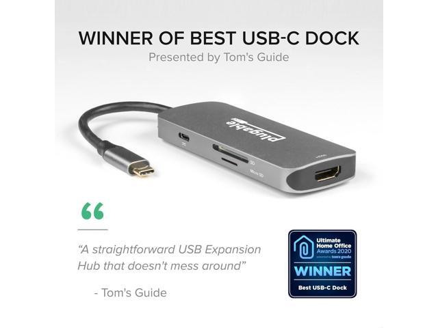 Plugable USB-C Hub 7-in-1, Driverless USB C Hub Compatible with Mac, Windows, Chromebook, USB4, Thunderbolt 4, and More (4K HDMI, 3 USB 3.0, SD &...
