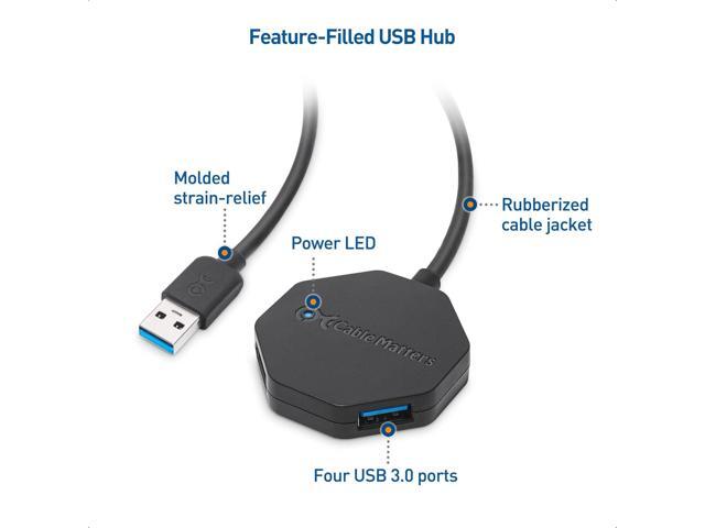 Cable Matters Ultra Mini 4 Port USB Hub with Long 4 ft Extension Cable Tail (USB 3.0 Hub, USB Extension Hub, USB Hub Long Cord, USB Extension Cable...
