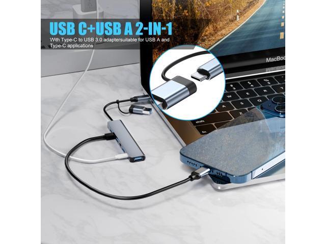 Aluminum 7 in 1 USB C & USB Hub with USB 3.0, USB 2.0 Ports for PC/Laptops/MacBook Pro/Air/iMac/iPad and More Devices