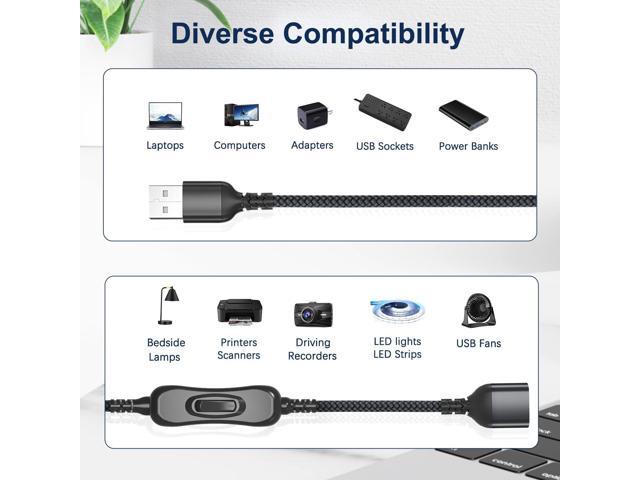 Itramax USB On/Off Switch Cable 3.3FT,USB A Male to Female Extension Switch Charger Cord Upgraded Toggle Controller Power Extender Line for...
