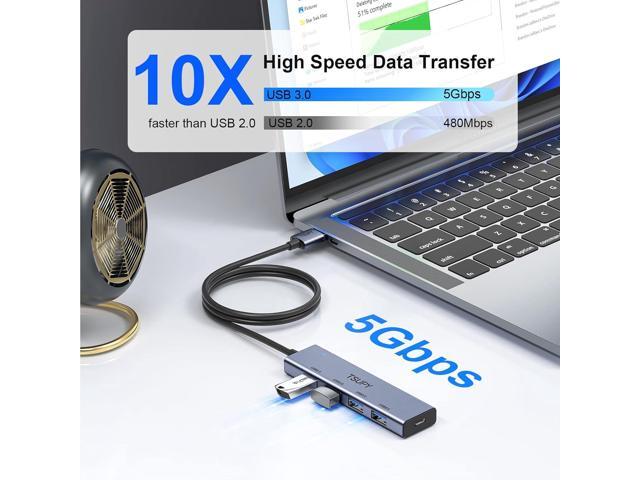 USB 3.0 HUB, TSUPY USB Splitter with 5 USB Ports and 4ft Extended Cable,Ultra-Slim Aluminium Data Hub Multi USB 3.0 Adapter HUB for...