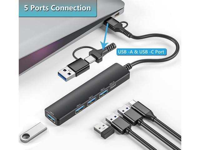 USB 3.0 Hub with USB C Data Port, 2 in 1 USB Hub 5 Ports, Portable USB Splitter for Laptop, USB C Extender for MacBook Pro, iMac, Surface Pro, Dell...